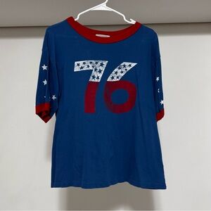 Free People Blue and Red Star Print Tee